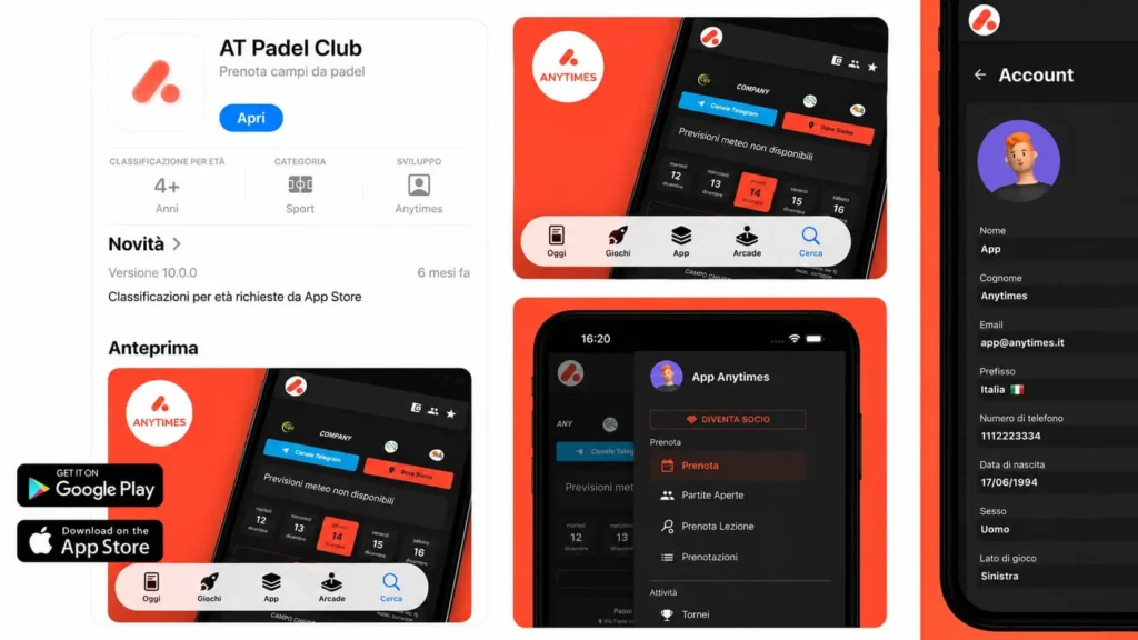 App personalizzata per prenotazioni e comunicazioni del club